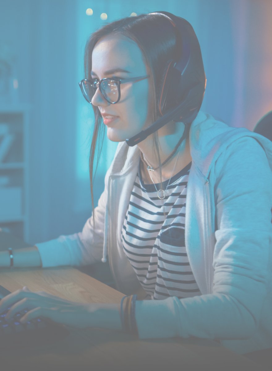 Woman playing computer games