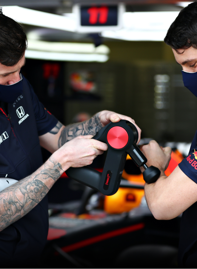 Red Bull racing team using Theragun device